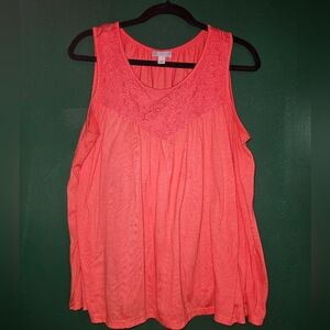 💝💝5/$25💝💝Coral Sleeveless Lace Detail Top Dress Barn